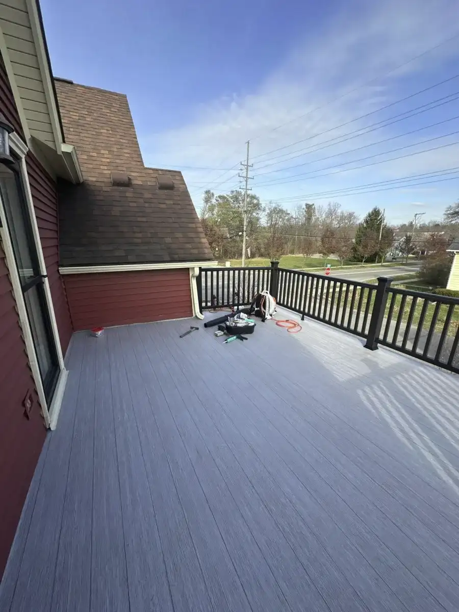 Wide-angle view of completed balcony deck waterproofing project